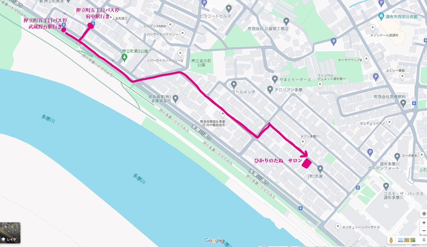 押立町5丁目からの地図